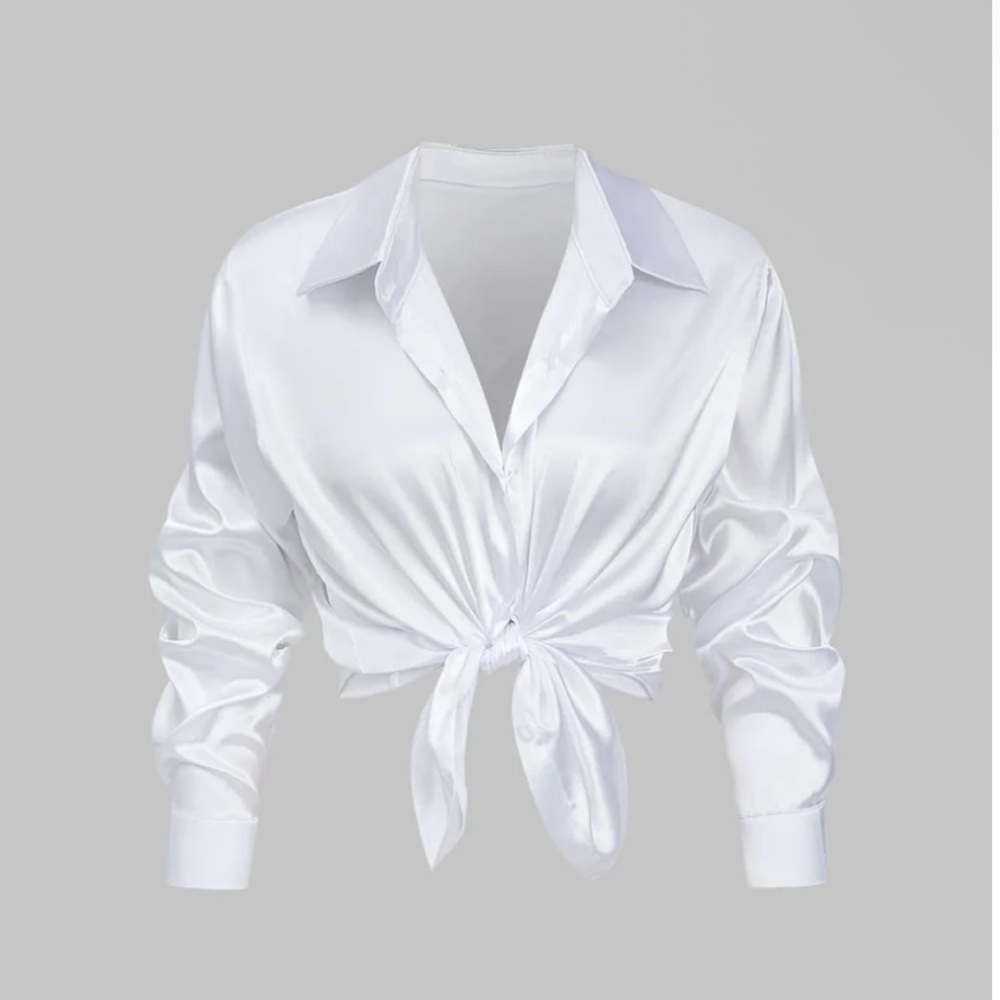 Elegant White Satin Blouse